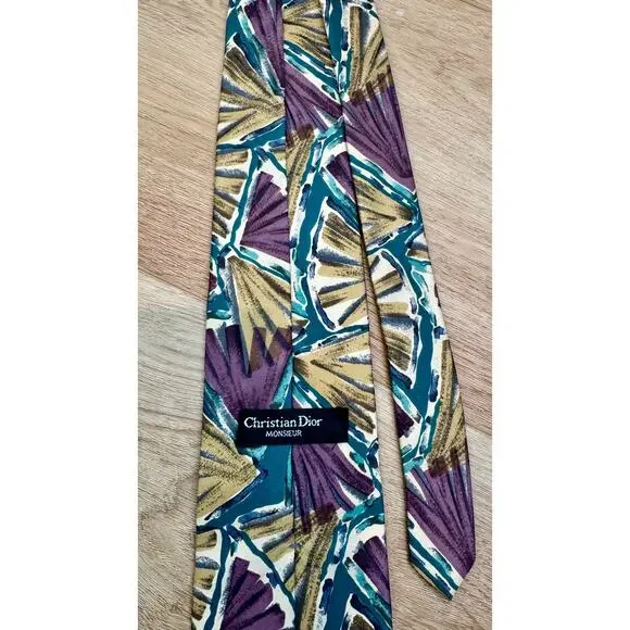Christian Dior Abstract Print Silk Necktie - Picture 6 of 10